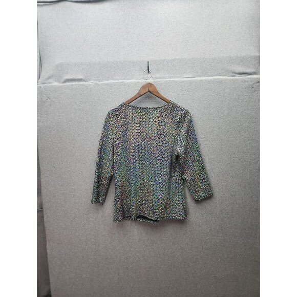 VTG Coco Bianco Womens Sparkly Metallic Multicolor Top W/ Cowl Neck 3/4 Sleeves - Picture 4 of 4